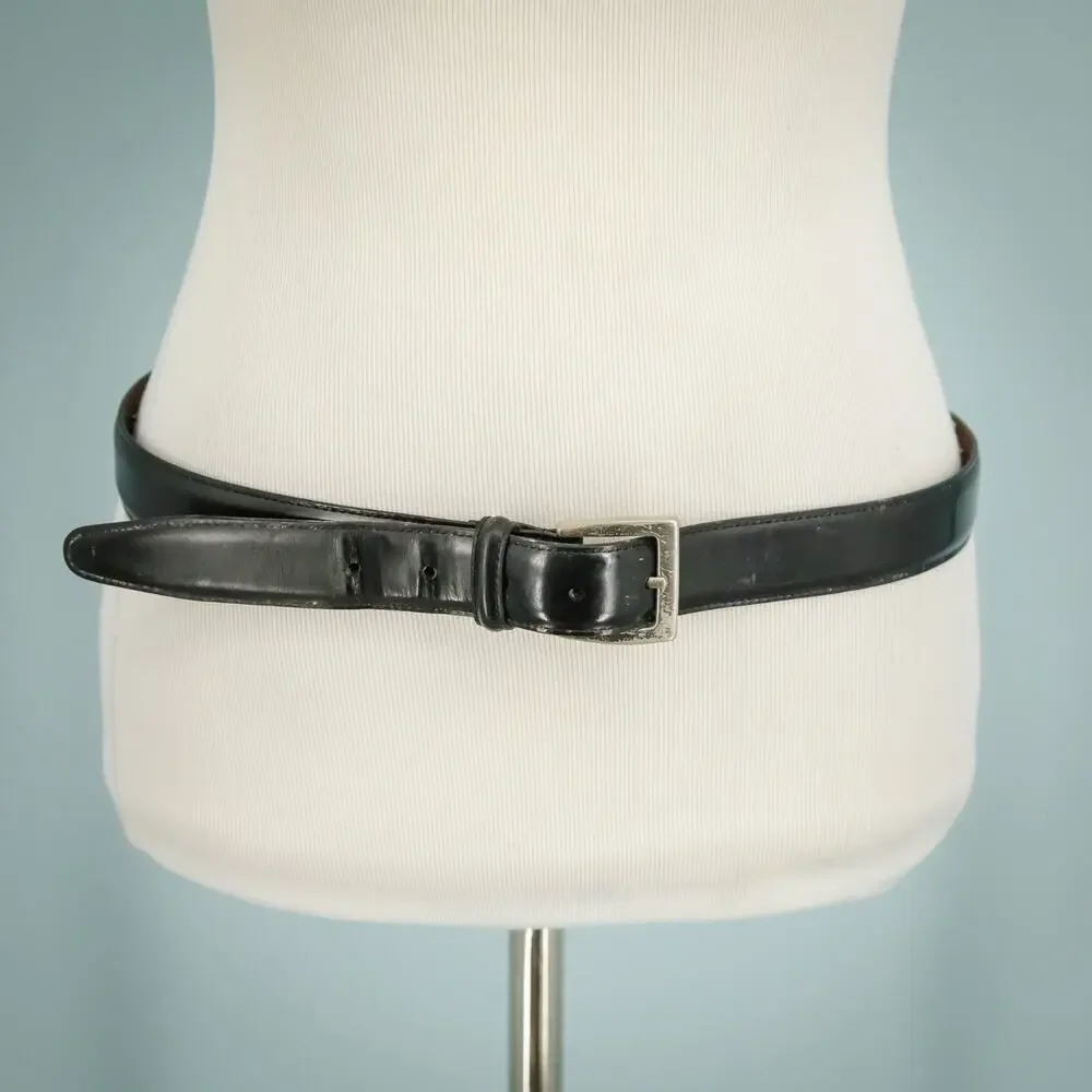 Coach Size 36 Black Polished Cowhide Leather Buckle Adjustable Belt Style 5936